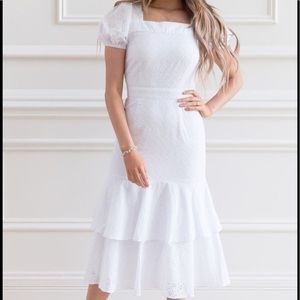 Rachel Parcell White Eyelet Tiered Dress